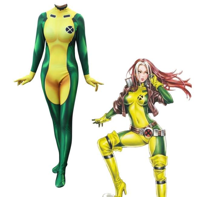 X-Men Anna Marie Rogue Cosplay Costume Zentai Bodysuit Suit Jumpsuits