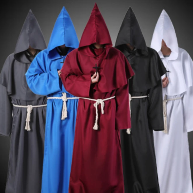 Grim Reaper Cosplay Medieval Vintage Monk Cloak Robe Wizard Costumes