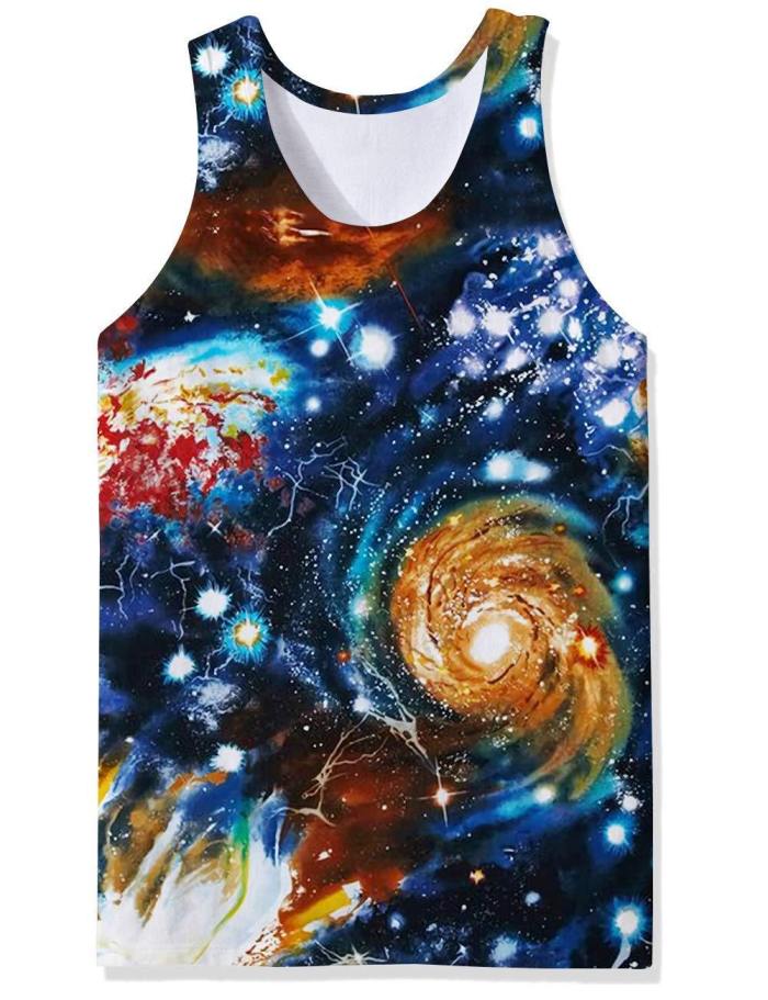 Mens Tank Tops 3D Printing Galaxy Stars Printed Vest
