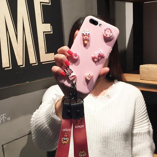 Cute 3D Bear Candy Diy Samsung Phone Case With Wristlet