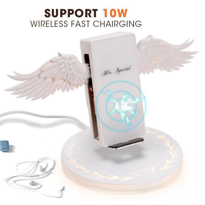 White Angel Wings Wireless Fast Charging Stand