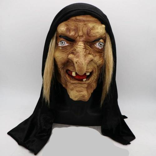 Scary Old Witch Latex Creepy Mask Halloween Grimace Party Cosplay Prop