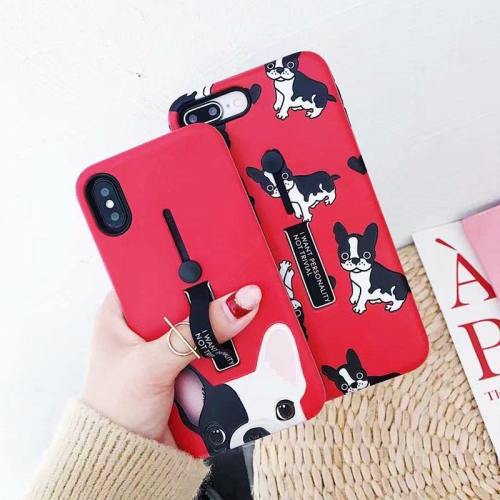 Cute French Bulldog Phone Case With Finger Strap Kickstand