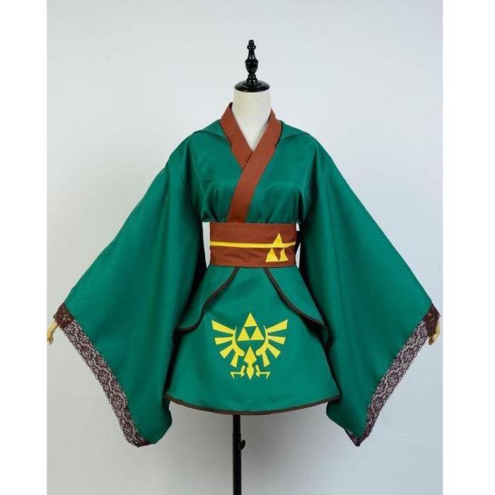 The Legend Of Zelda Skyward Sword Female Link Cosplay Suit Outfit Dress Costume