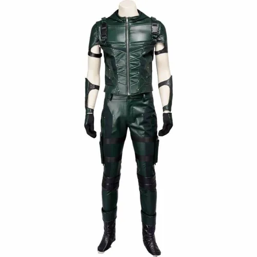 Green Arrow Oliver Queen Costume Season 4 For Halloween Cosplay Party Suit