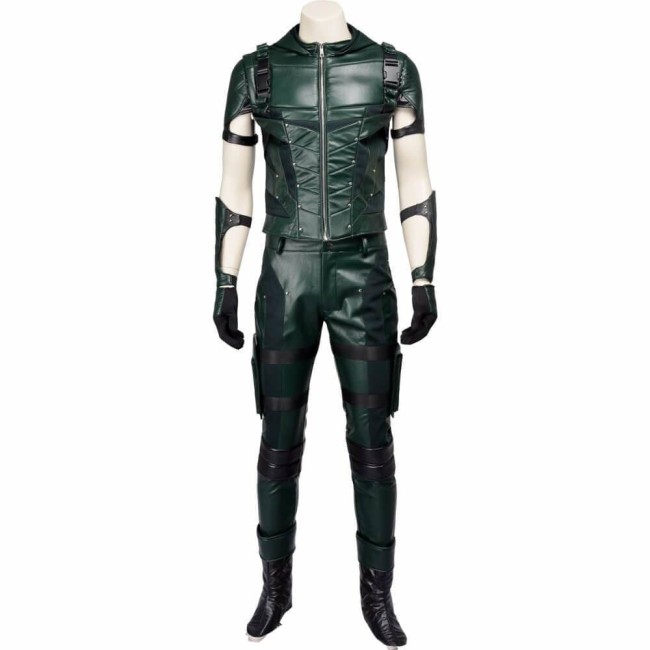 Green Arrow Oliver Queen Costume Season 4 For Halloween Cosplay Party Suit