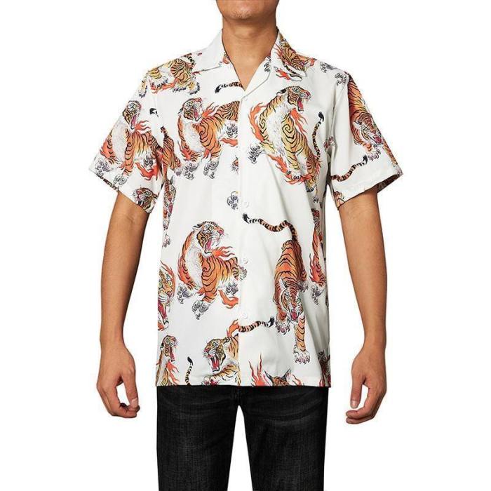 Men'S Hawaiian Shirts Tiger Printed
