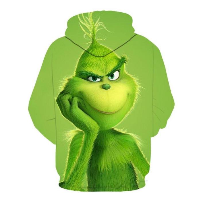 3D Grinch Hoodie Christmas Hoodie Cartoon Animation Green Monster Sweatshirt Men And Women Autumn Street Clothing Asian Size6Xl