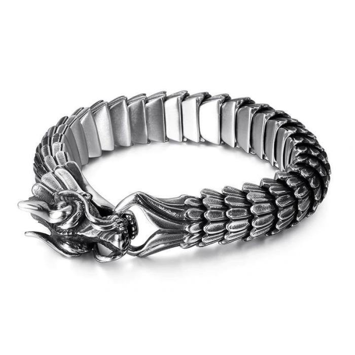 Stainless Steel Dragon Head And Scales Link Bracelet