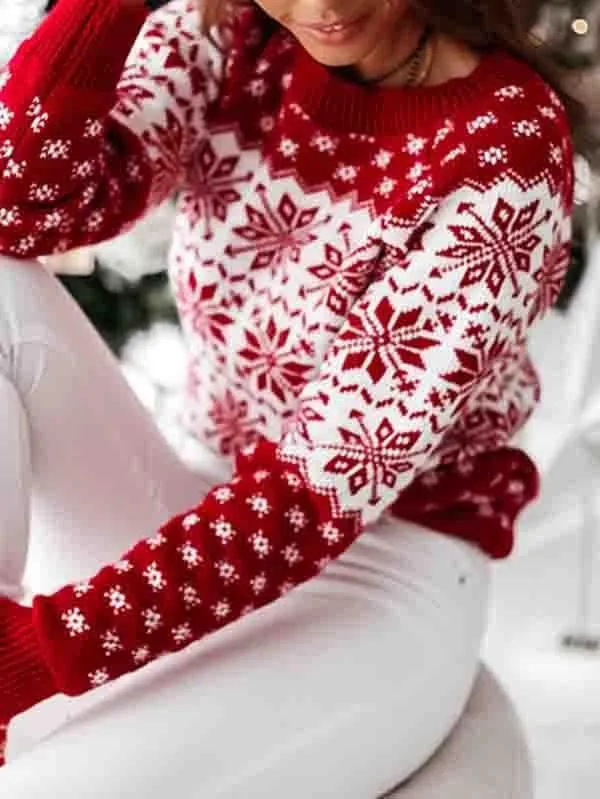 Ugly Christmas Reindeer Snowflake Pullover Sweater
