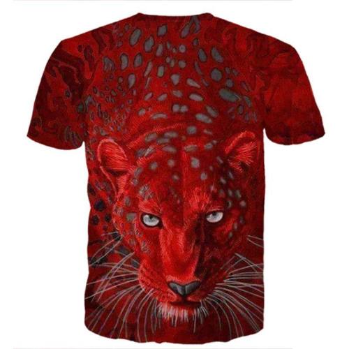 Brave Leopard In Red Shirt
