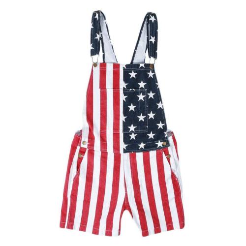 American Flag Overalls Shorts