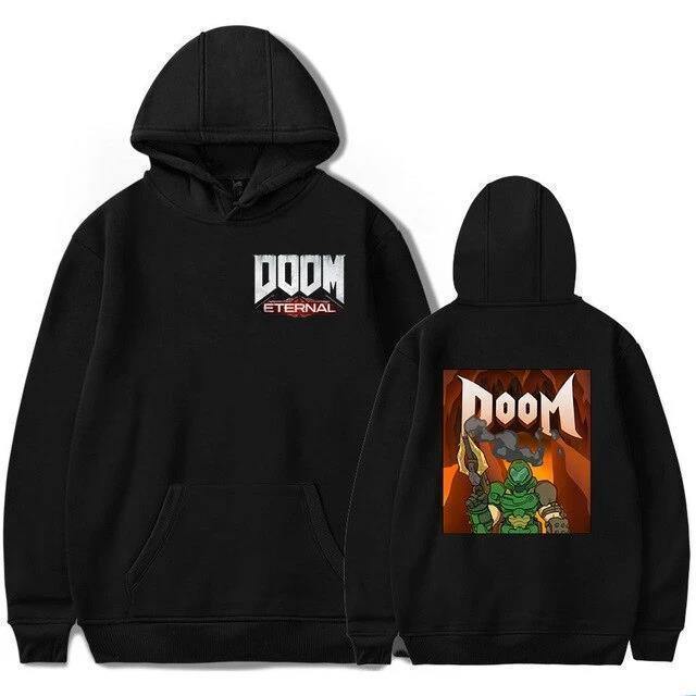 Doom Autumn Winter Black Hoodie Sweatshirts Unisex Hooded Tops