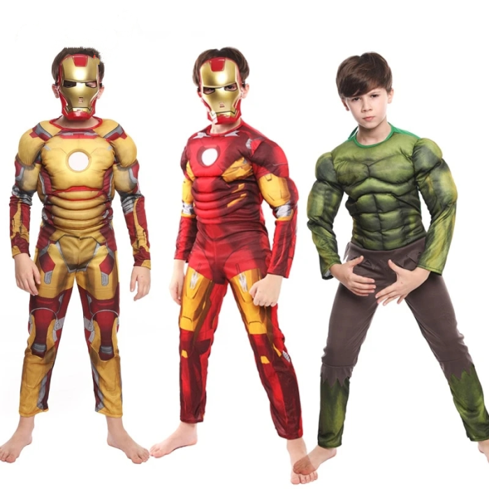 Iron Man Hulk Muscle Costume For Kids Boys Halloween Party Cosplay