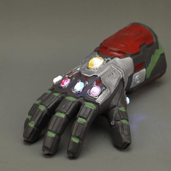 Avengers 4 Endgame Iron Man Infinity Gauntlet Led Light Cosplay Arm Thanos Latex Gloves Arms Marvel Superhero Weapon Party Props