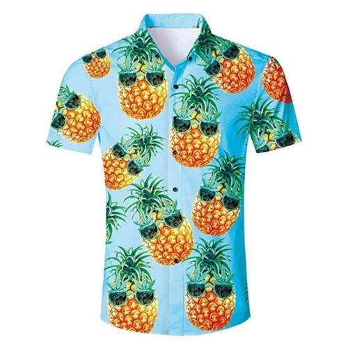 Mens 3D Printing Blouse Lovely Pineapple Printed Shirt