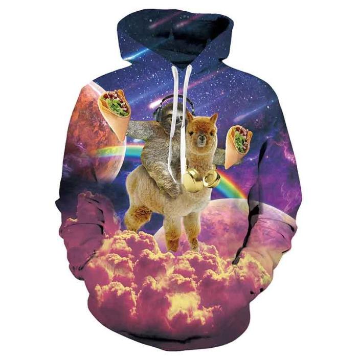 Mens Hoodies 3D Printed Alpaca Koala Pattern Printing Hoodies