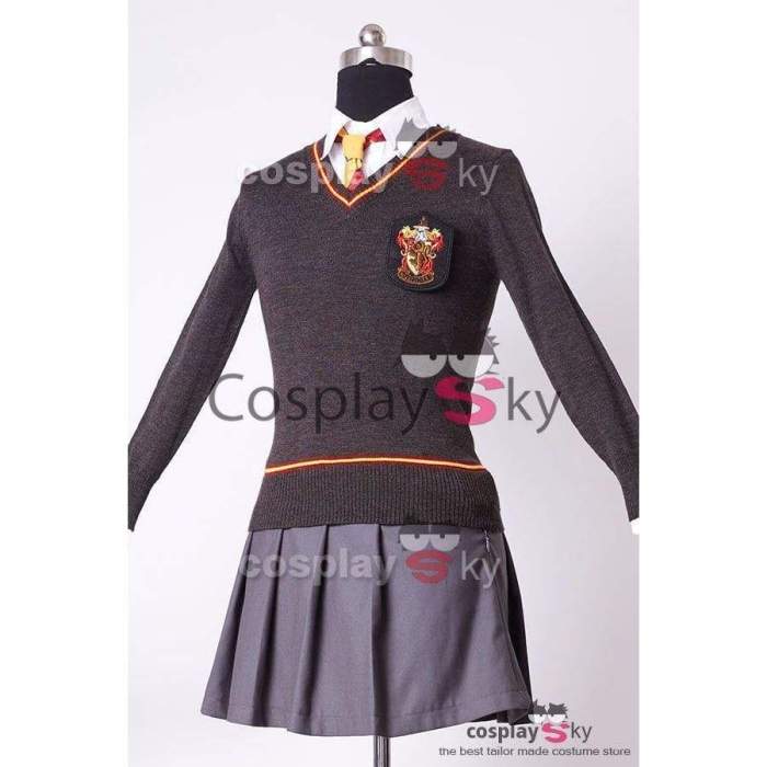 Harry Potter Hermione Granger Cosplay Costume + Magic Wand + Gryffindor Scarf