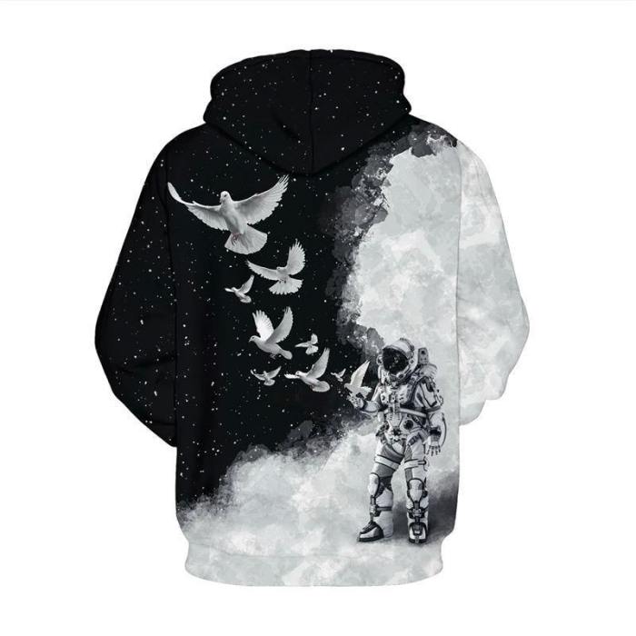 Mens Hoodies 3D Graphic Printed Astronaut Pullover