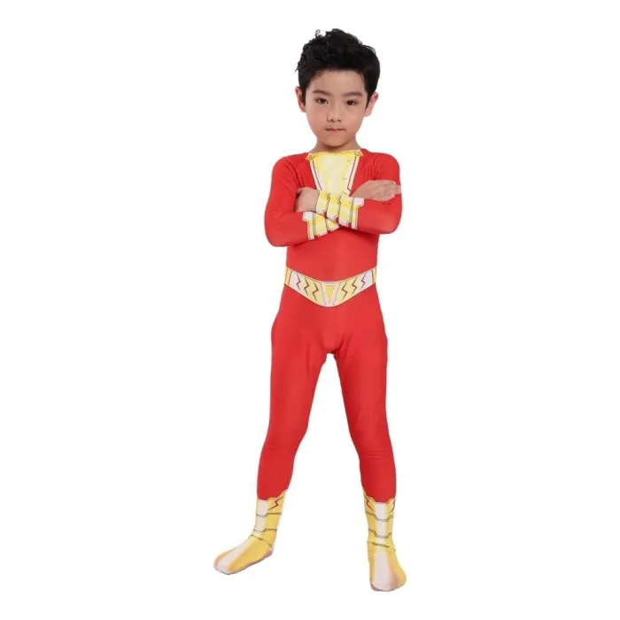 The Flash Man Shazam Captain America Jumpsuit Cosplay Costume For Kids