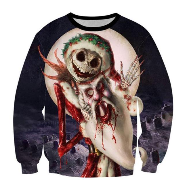 Mens Pullover Sweatshirt 3D Printed Christmas Ugly Monkey Pattern Long Sleeve Shirts