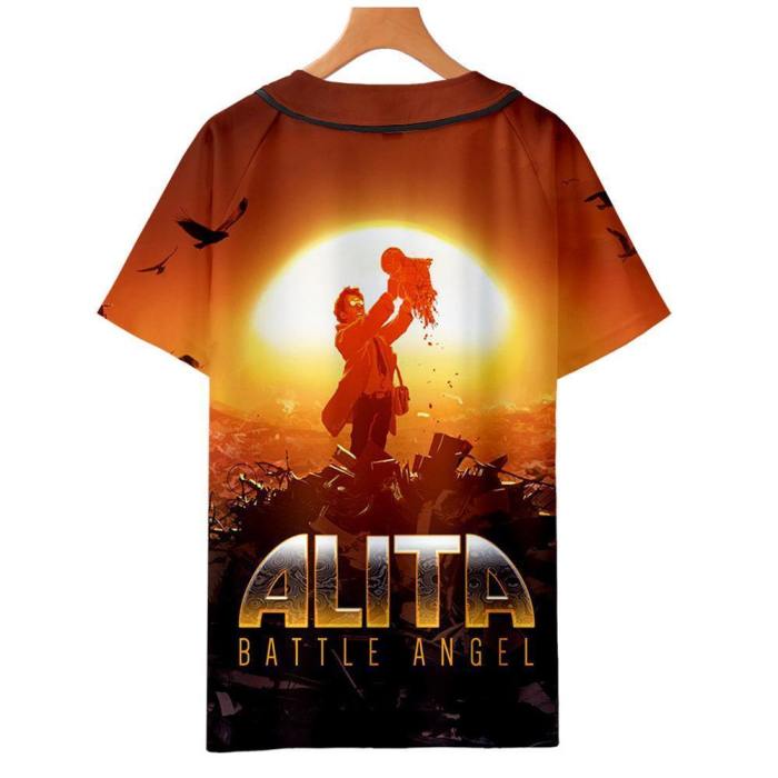 Alitat-Shirt - Battle Angel Graphic Button Down T-Shirt Csos994