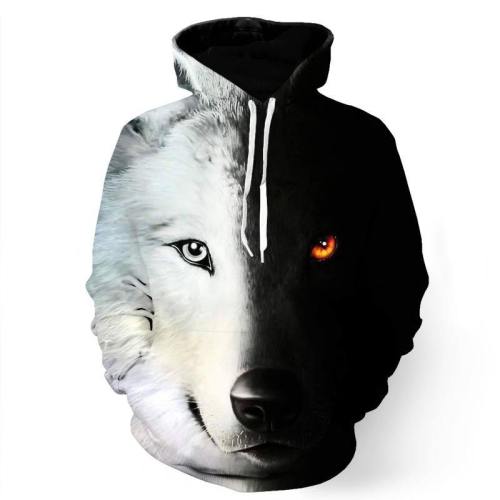 Black And White Wolf Sweatshirt/Hoodie