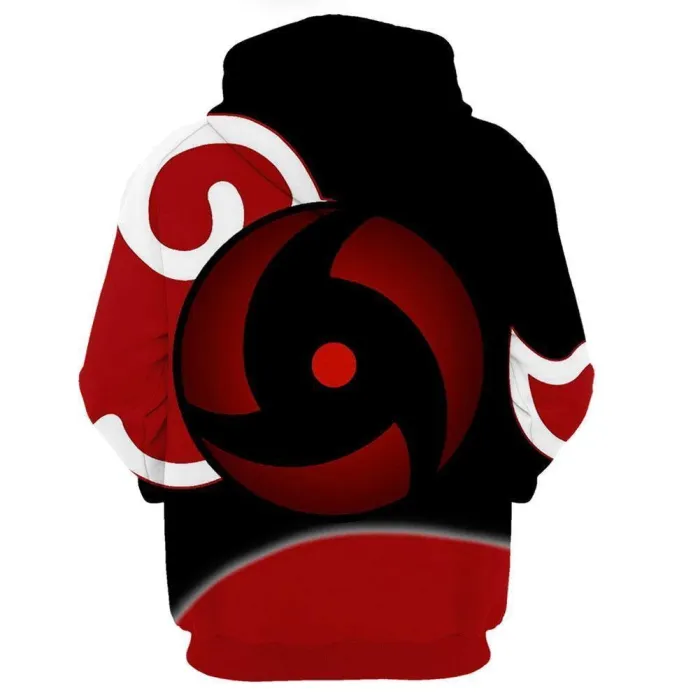 Unisex Naruto Sharingan Hoodie Cosplay Itachi Uchiha Mangekyou Hooded Sweatshirt Pullover Red Cloud Hoodie