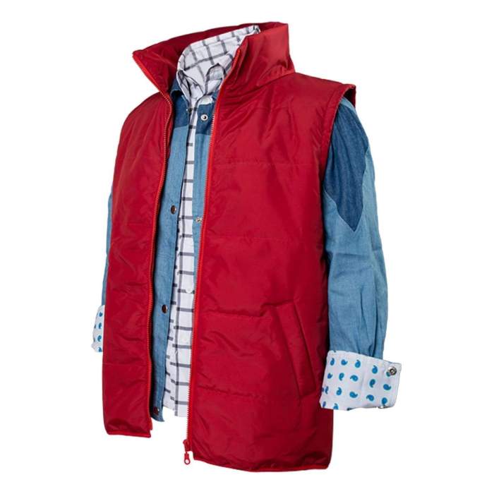 Back To The Future Cosplay Costume Marty Mcfly  Red Waistcoat