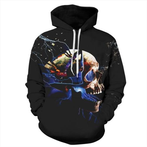 Blue Skull Hoodies 3D Printed Long Sleeve Hoodie