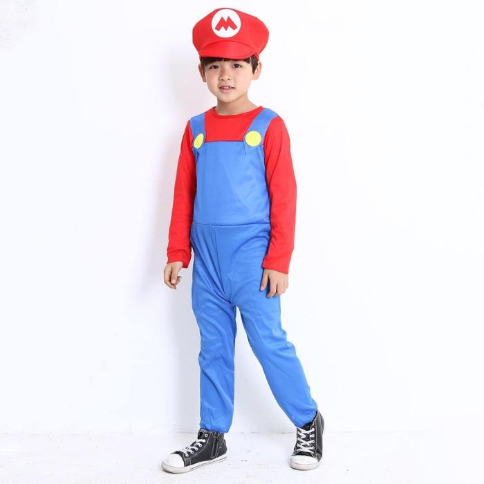 Super Mario Bros Cosplay Dance Costume Set Children Halloween Party Mario Cosplay For Adults And Kids
