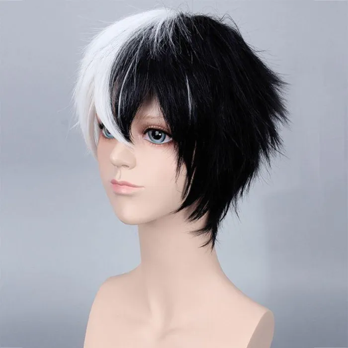 Anime Danganronpa Monokuma Dangan Ronpa White Black Hair Halloween Wig