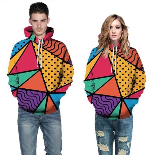 Mens Hoodies 3D Graphic Printed Colorful Geometry Pullover