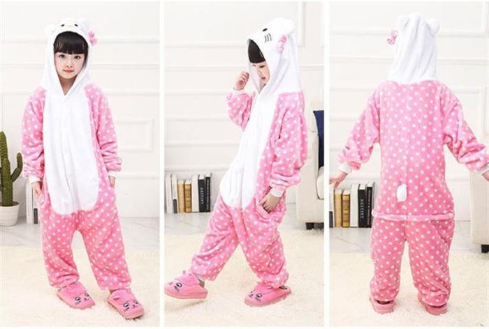 Child Romper Dot Cat Costume For Kids Onesie Pajamas For Girls Boys