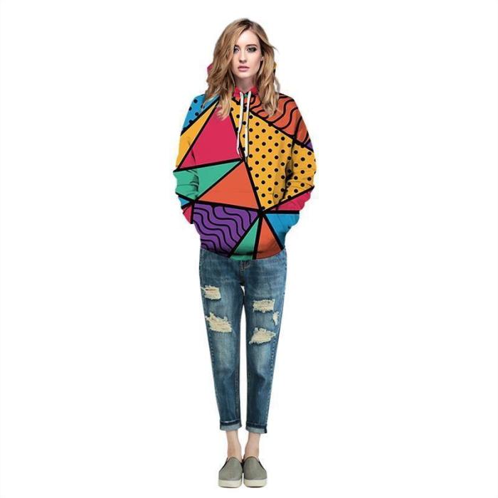 Mens Hoodies 3D Graphic Printed Colorful Geometry Pullover