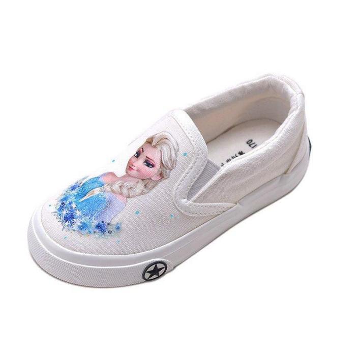 Kids Girls Frozen Princess Elsa Cartoon Sneakers Casual Single Shoes