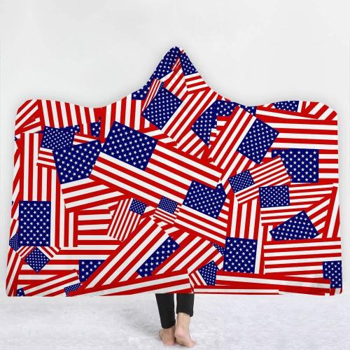 Proud Usa Flag Hooded Blanket