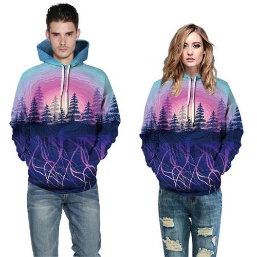 Mens Hoodies 3D Printed Forest Tree Printing Pattern Sweatshirts