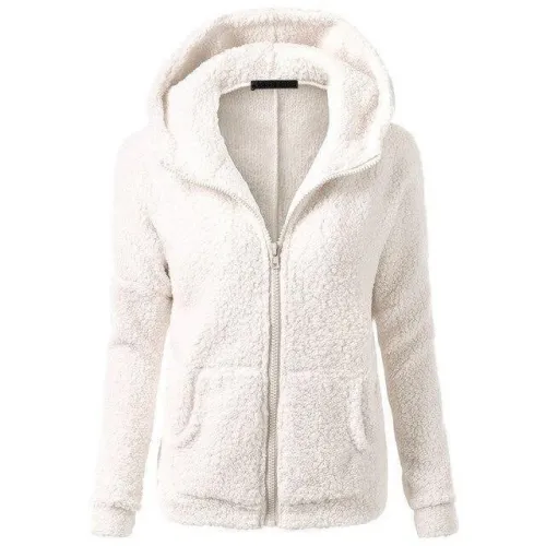 Autumn Winter Womens Thicken Fleece Hooded Coat Jacket