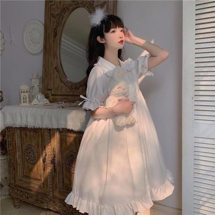 New Doll Collar Ruffle Short Sleeve Long Gothic Lolita Dresses