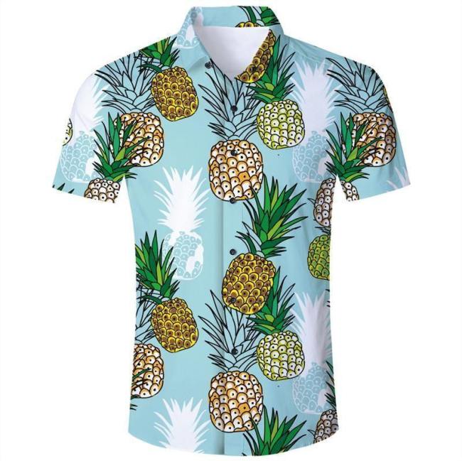 Mens 3D Printing Shirts Pineapple Pattern Style
