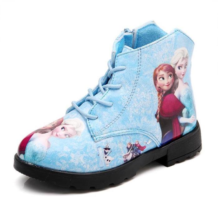 Autumn Winter Girls Snow Boots Kids Fashion Frozen Anna Boots Baby Elsa Shoes Children Ankle Boots Elsa Anna Princess Thin Velvet