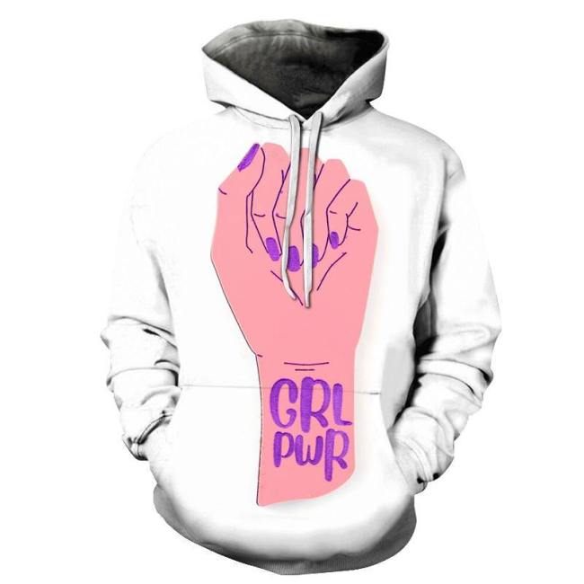 Hand Print Girl Power 3D - Sweatshirt, Hoodie, Pullover