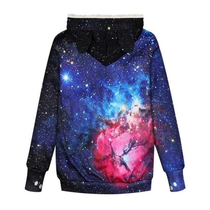 Mens Womens Hoodies Galaxy Pullovers With Pet Cuddle Pouch Bag