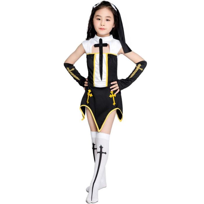 Priest Nun Missionary Medieval Halloween Cosplay Costumes For Girls