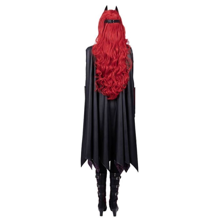 Batwoman Kate Kane Black And Red Costume With Red Wigs Halloween Cosplay Suit