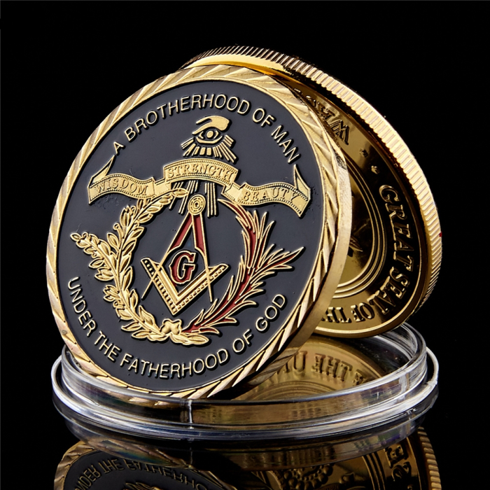Euro Masonic Gold Plated Token Challenge Commemorative Collection Coin