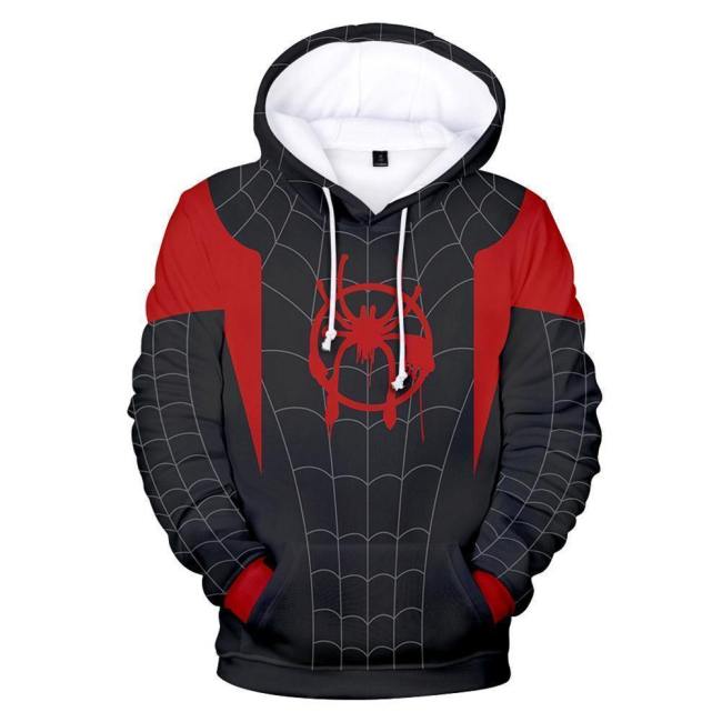 Unisex Into The Spider-Verse Hoodie Sweatshirt Miles Morales Pullover Hoodie Cosplay Costume