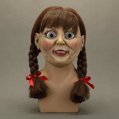 The Conjuring Annabelle Mask Latex Cosplay Halloween Scary Movie Adult Mask Props