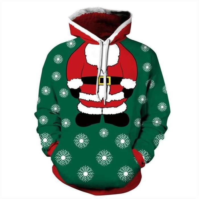 3D Print Hoodie - Christmas Santa Print Pullover Hoodie